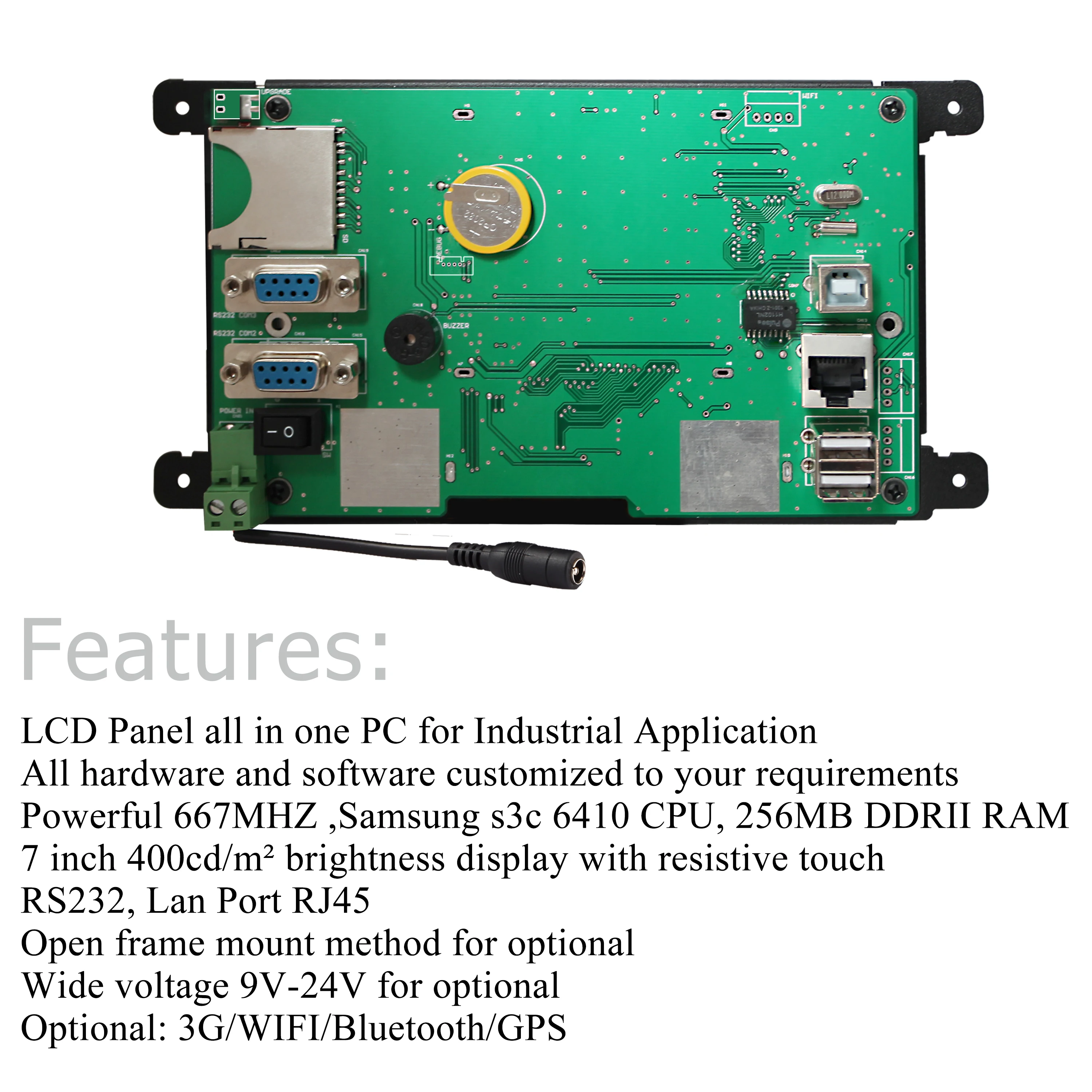FEELWORLD W759 7" Industrial Panel PC OEM Factory Direct with LAN RJ45 RS232 for Automation Systems
