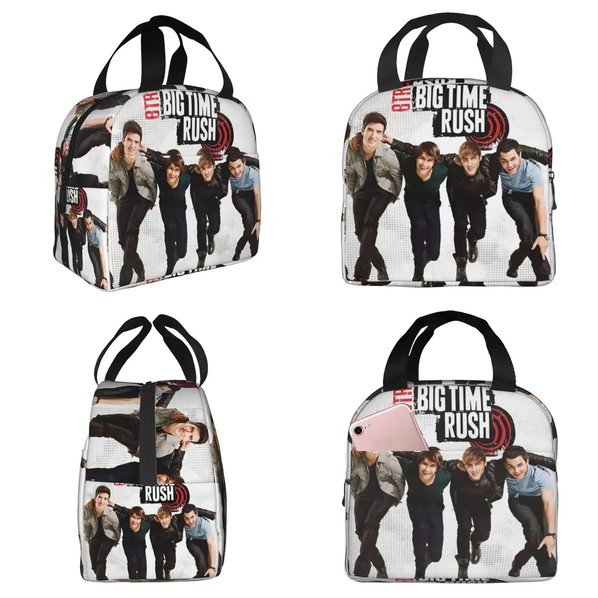 Big Time Rush BTR isolierte Lunchtasche für Damen, Büro-Kühltasche, Thermo-Lebensmittelbox, tragbare Lunchboxen, Behälter