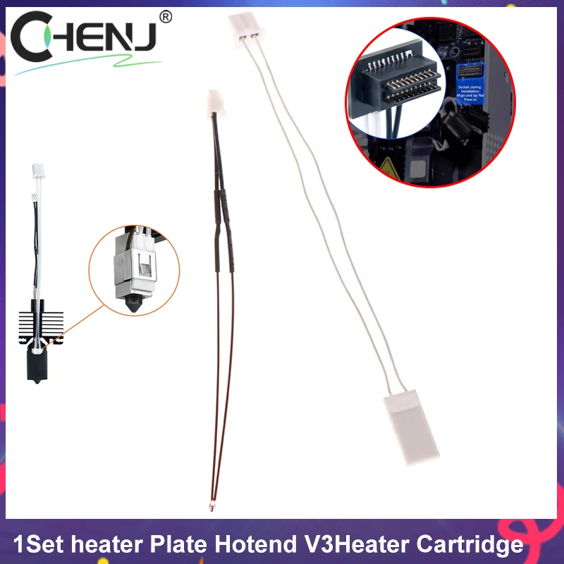 

Для Bambu Lab Hotend V2.0 V3.0 Kit X1c P1P Термистор и керамическая нагревательная пластина Hotend V3Нагревательный картридж 24 В 50 Вт Детали 3D-принтера