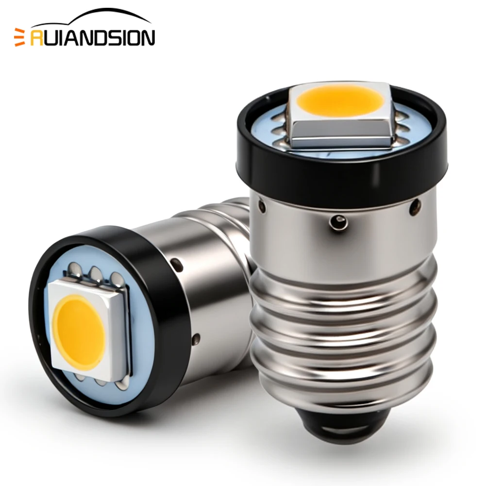 2Pcs E10 Lamp LED Bulb 3V 6V 12V 24V Warning Signal Bulbs 3000K 4300K 6000K White MES 1447 Screw for Torch Bike Bicycle view 2