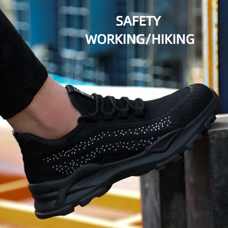 

Size 38-45 Men Safety Work Boots Outdoor Hiking Shoes Air Mesh Sneaker Sole Kevlar Insole Anti-smash Steel Toe Cap 6822