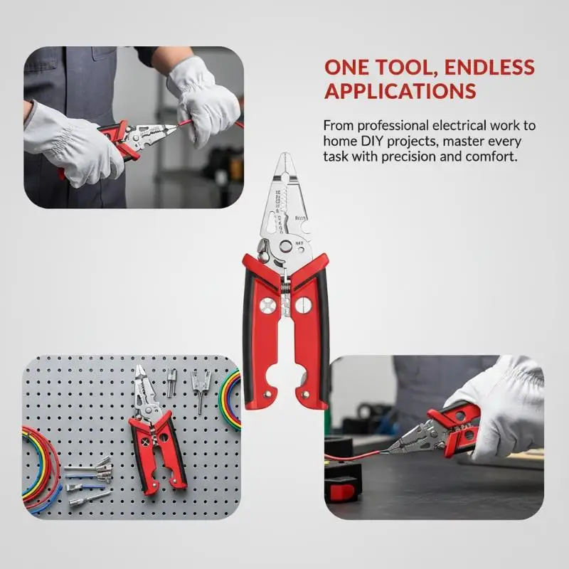 Multifunctional 18 in 1 Electrician Pliers Wire Stripper Crimper Cutting Tool Comfort Grip Handle for DIY Hobby Electrical Proj