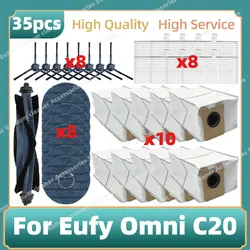 Compatible For Eufy Omni C20 Accessories Main Side Brush Hepa Filter Mop Cloth Dust Bag Replacement Parts