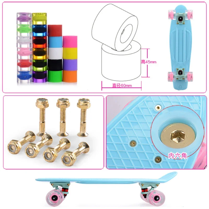 22 Inch Skateboards Compleet Plastic Mini Cruiser Retro Skateboard Klassiekers Voor Kinderen Jongens Meisjes Tieners Jongeren Volwassenen Beginners