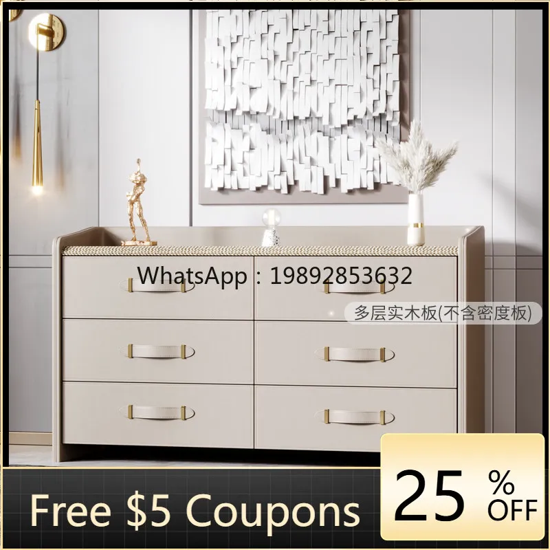 

Italian Style Light Luxury Storage Cabinet Six-Drawer Cabinet Bedroom Simple Post-Modern Bedroom TV Cabinet Simple Luxury