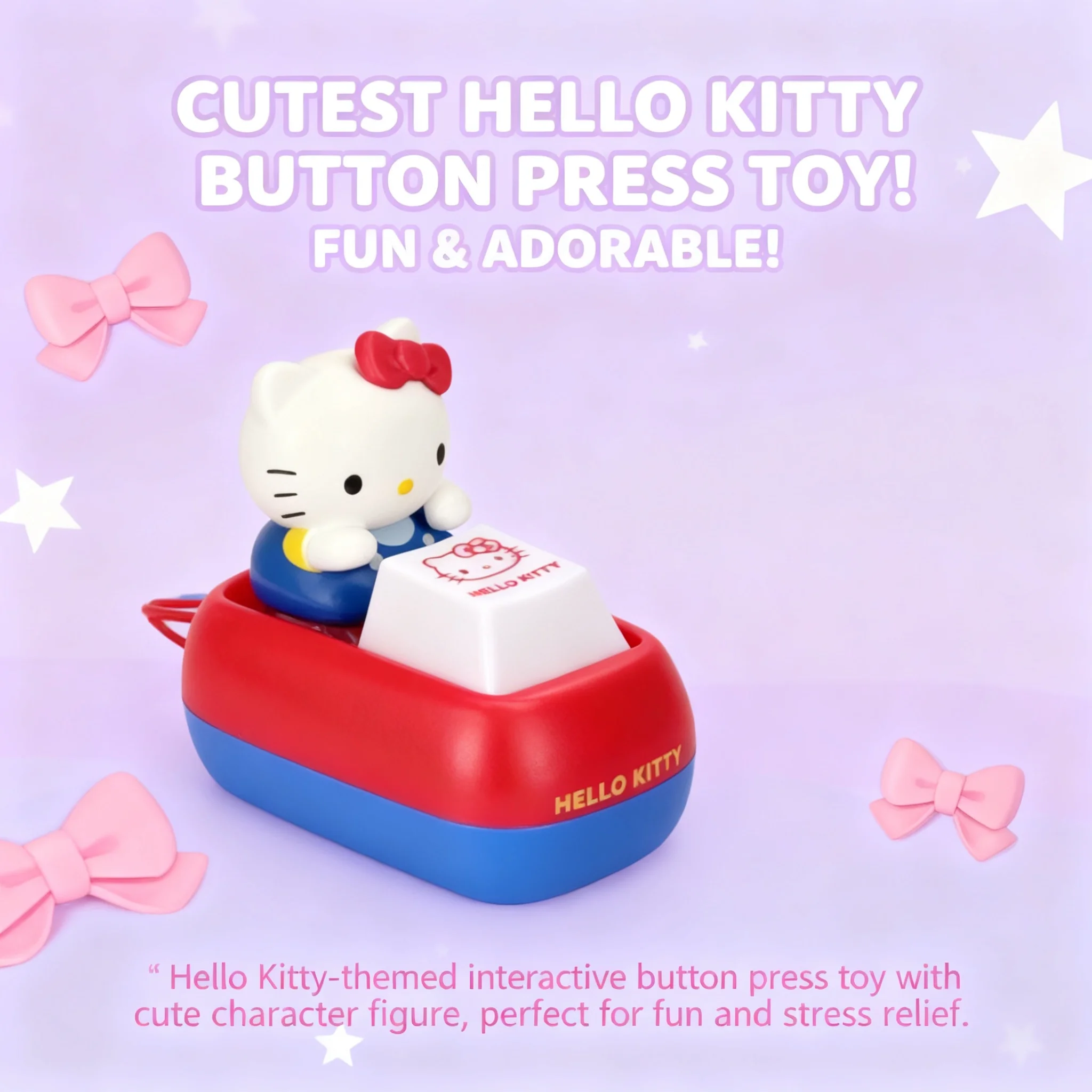 Hello Kitty Sanrio Voice Button Keyring Stress Relief Toy Kt Cat Keycap Cute Keyboard Squishy Desk Decor Birthday Gifts