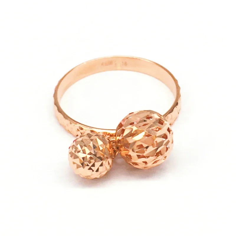 Anillos ajustables redondos dobles calados para mujer, diseño de oro púrpura, joyería de boda china Simple, oro rosa de 14 quilates, nuevo en 585