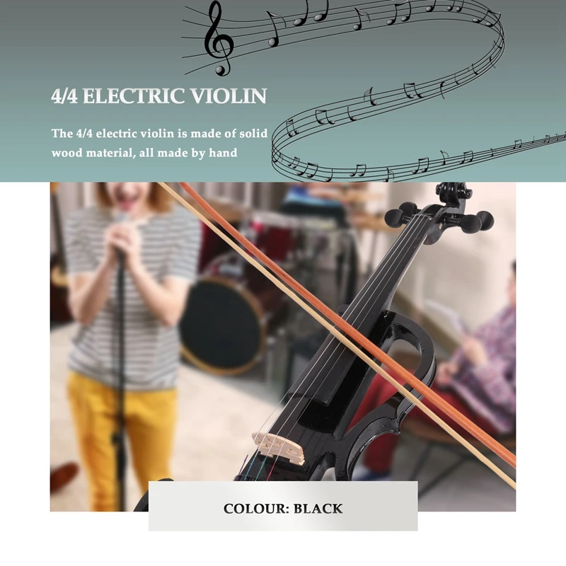 Beginner 4/4 Electric Violin Ebony Silent Violin Electric Violin Introductory Set