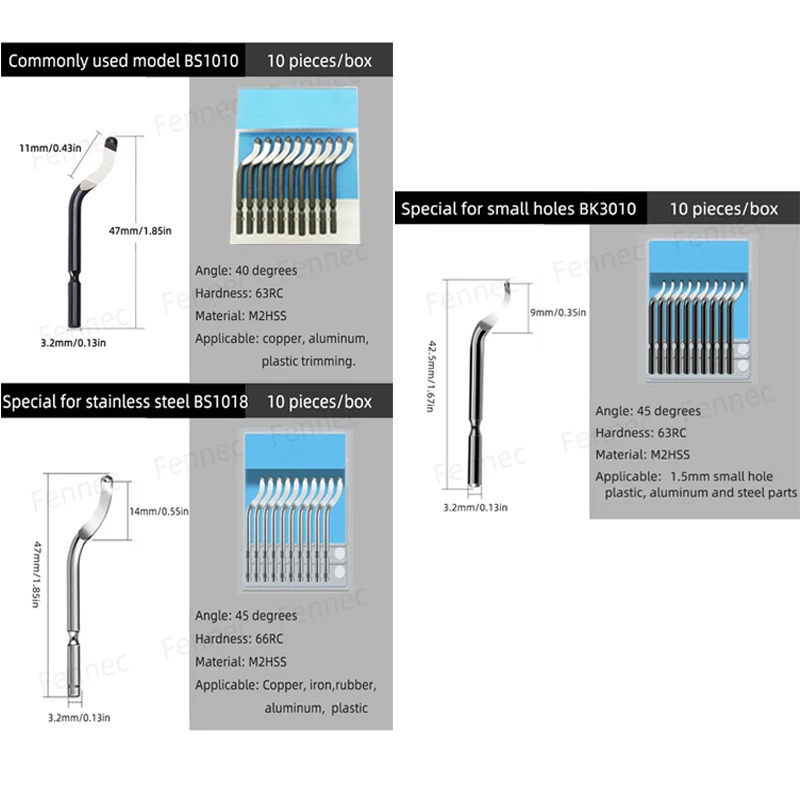Edge Cutter Deburring Tool with Cutter Handle BS1010 BS1018 Burr Trimming Knife for Copper Aluminum Steel Plastic Wood Rubber