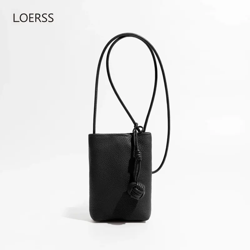 

LOERSS Genuine Leather Crossbody Bag Women Designer Mini Cell Phone Bag Lightweight Fashion Shoulder Bag Ladies Travel Purse