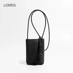 LOERSS Genuine Leather Crossbody Bag Women Designer Mini Cell Phone Bag Lightweight Fashion Shoulder Bag Ladies Travel Purse