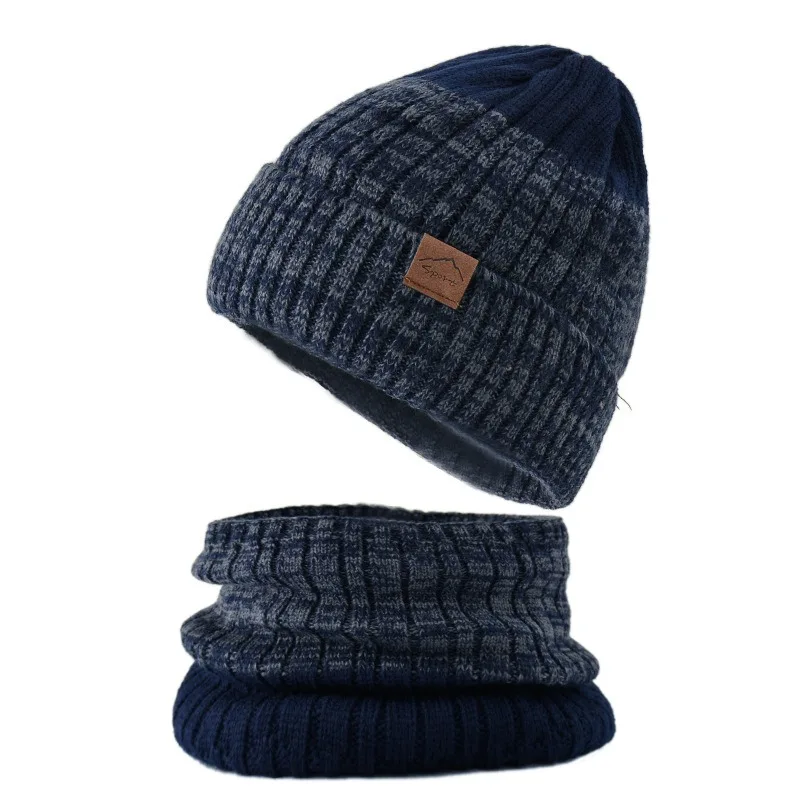 Conjunto de gorro y bufanda de lana para hombre y mujer, conjunto de gorros Unisex para el cuello, pasamontañas, máscara, gorro, capucha, marcas de