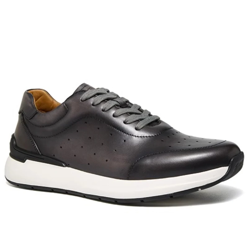Genuine Leather Light Thick Soled Height Increasing Shoes for Men's Comfortable Sports Shoes Fashion Breathable Casual Sneakers