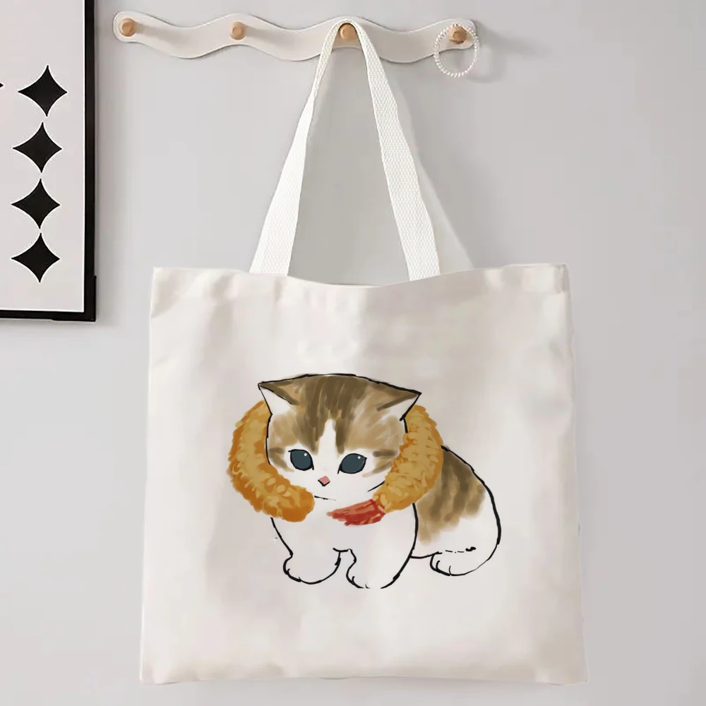 Kawaii Katze Leinen Einkaufstasche Grafik Harajuku Frauen Tote Handtasche Große Kapazität Frauen Schulter Taschen Eco Mode Mädchen Handtaschen – Detail 10