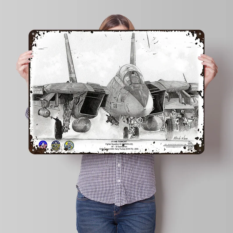 F14B Tomcat Tin Poster Customized Wall Art Retro Vintage Metal Signs for Fans Room Decoration Home Decor Accessories House Items