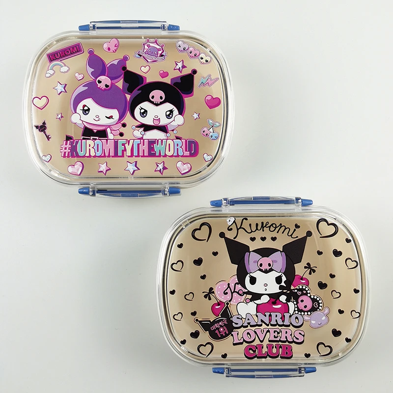 Kuromi Sanrio Bento Box Cartoon Office Lunch Box Student Kawaii Fruits Bento Plastic Sealed Freshness Storage Box Toys Girls