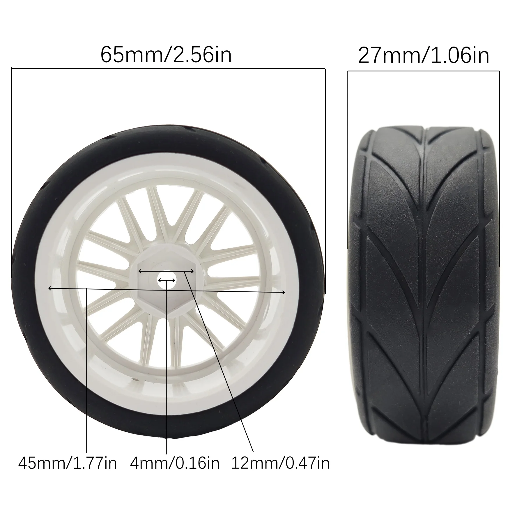 1/10 RC Racing Tires & Wheel Rims Hub 12mm Hex for 1:10 RC On Road Car Tamiya TT01 TT02 XV01 XV02 PTG-2 TA06 HSP HPI Kyosho
