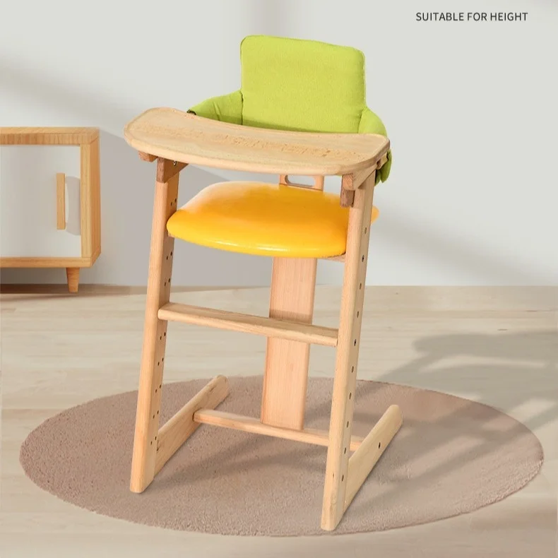 كرسي طعام للأطفال من خشب الزان الصلب الاسكندنافي كرسي طعام للأطفال مع ميزة الرفع ألعاب الأثاث #2