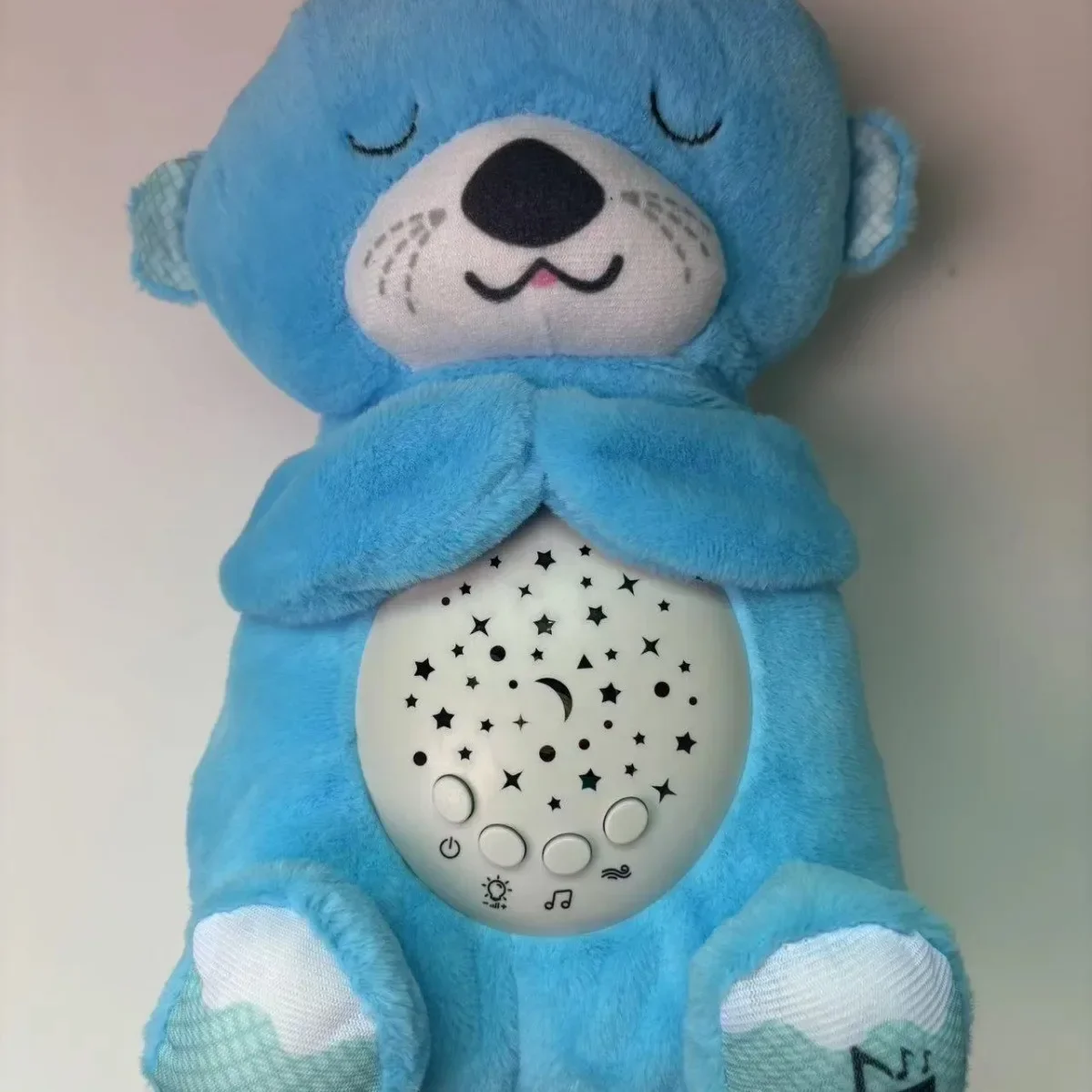 2024 New Starry Sky Projection Breathing Bear Baby Soothing Sleep Can Shine Music Electric Plush Doll