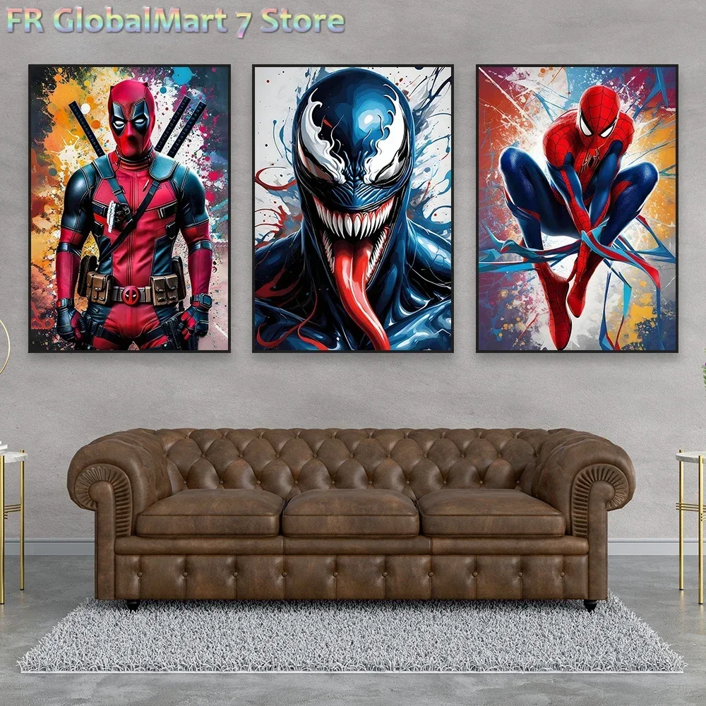 Diamond Painting 1pc frameless Diamond Paintings  Colorful Superhero Wall Art Poster Spider Man Portrait Prints Deadpool Diamo