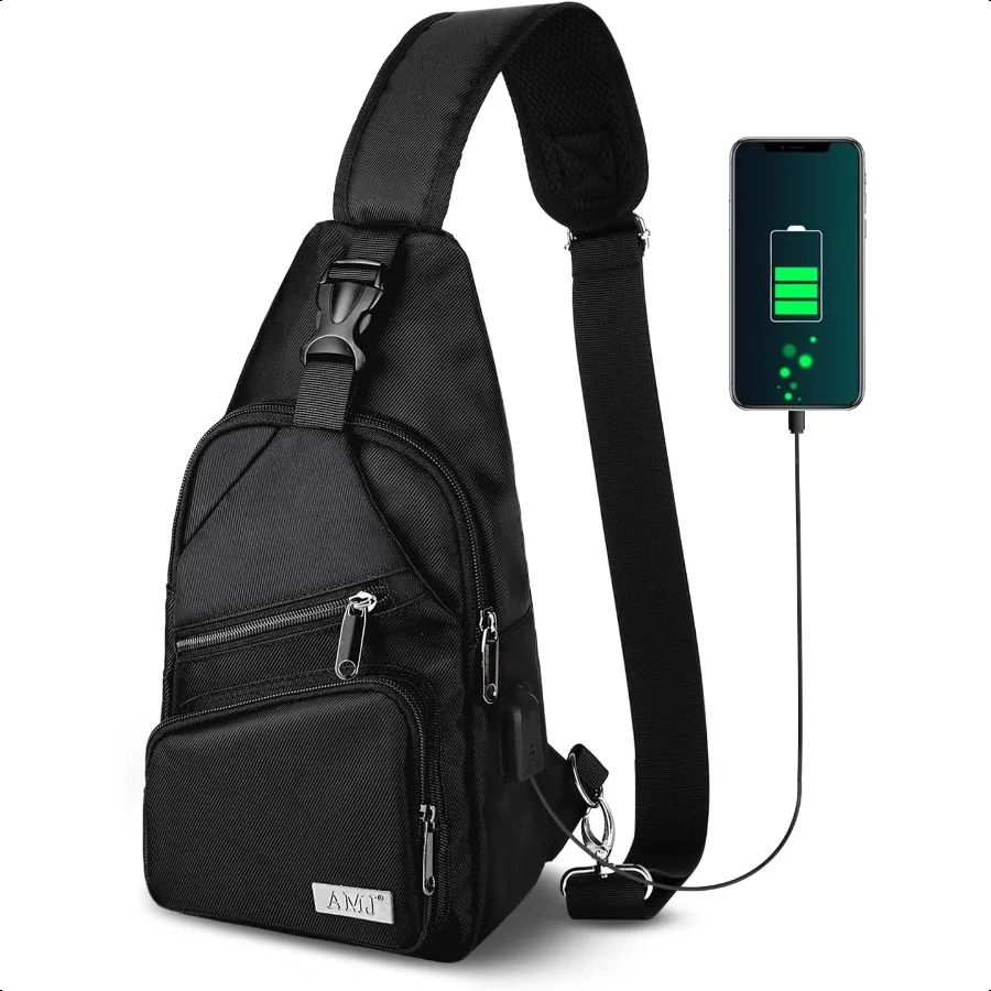 

AMJ Crossbody Sling Bag Men Women Casual Shoulder Backpack Chest Daypack Satchel for Hiking Travel