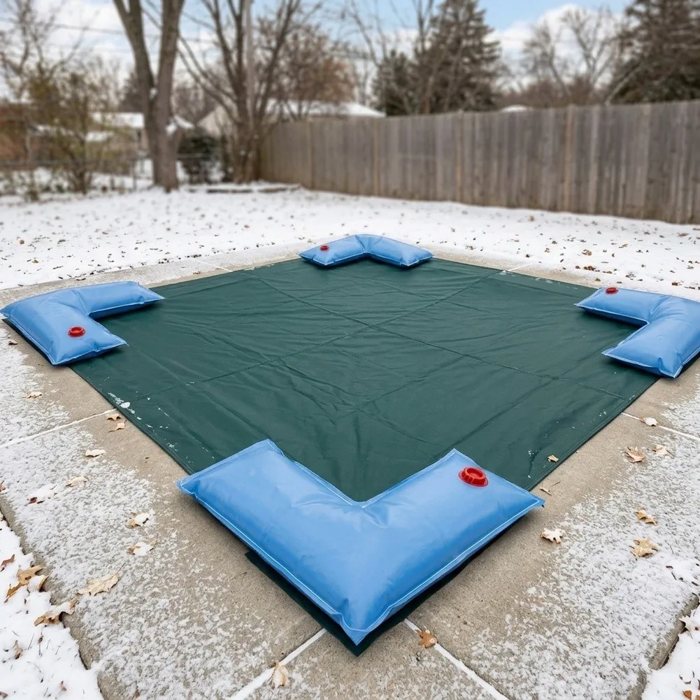 L-Shaped PVC Pool Water Bag 4pcs Winter Cover Anchor Weights For Swimming Pool Protection Windproof Fastener Blue 60x60cm