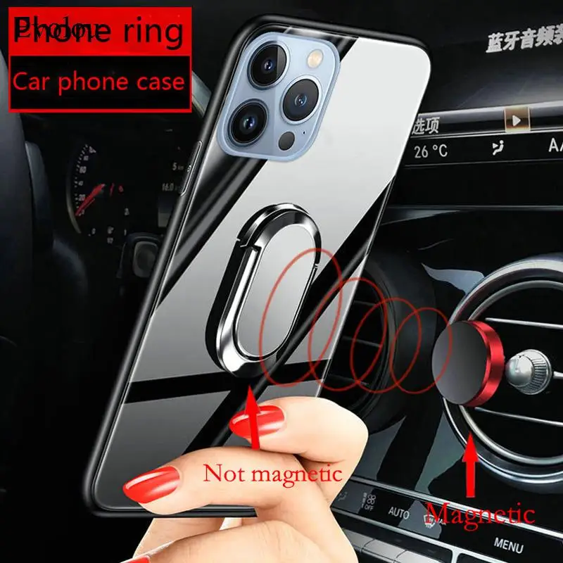 For Xiaomi POCO X6 Pro Tempered Glass Magnetic Ring Stand Holder Case For POCO M6 Pro F5 X5 M5 Shockproof Lanyard Back Cover