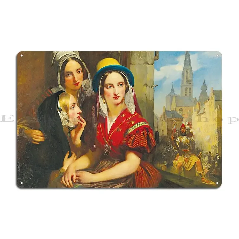 Panneau métallique « Souvenir d'Anvers » de Charles Gustave Wappers, imprimé pour bar, club ou salle de peinture