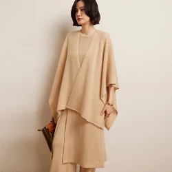 New Arrival Autumn Knit Women Shawl Wraps Solid 100% Cashmere Poncho Fashion Hollow Out Capes Lady High Quality Pashmina Spring