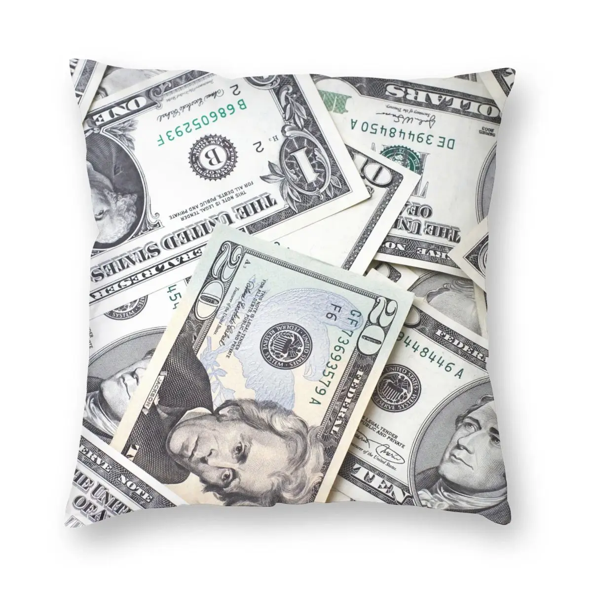 Vintage Dollars Banknotes Pillowcase Printing Polyester Cushion Cover Decorations Pillow Case Cover Living Room Zipper 40X40cm