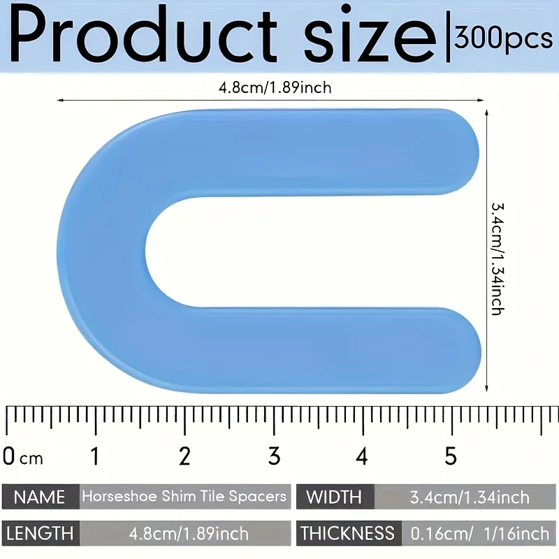 100 Stück blaue U-förmige Nivellierungsscheibe aus Kunststoff für Hufeisenfliesen, ideal für Heimwerker- und professionelle Pflasterprojekte