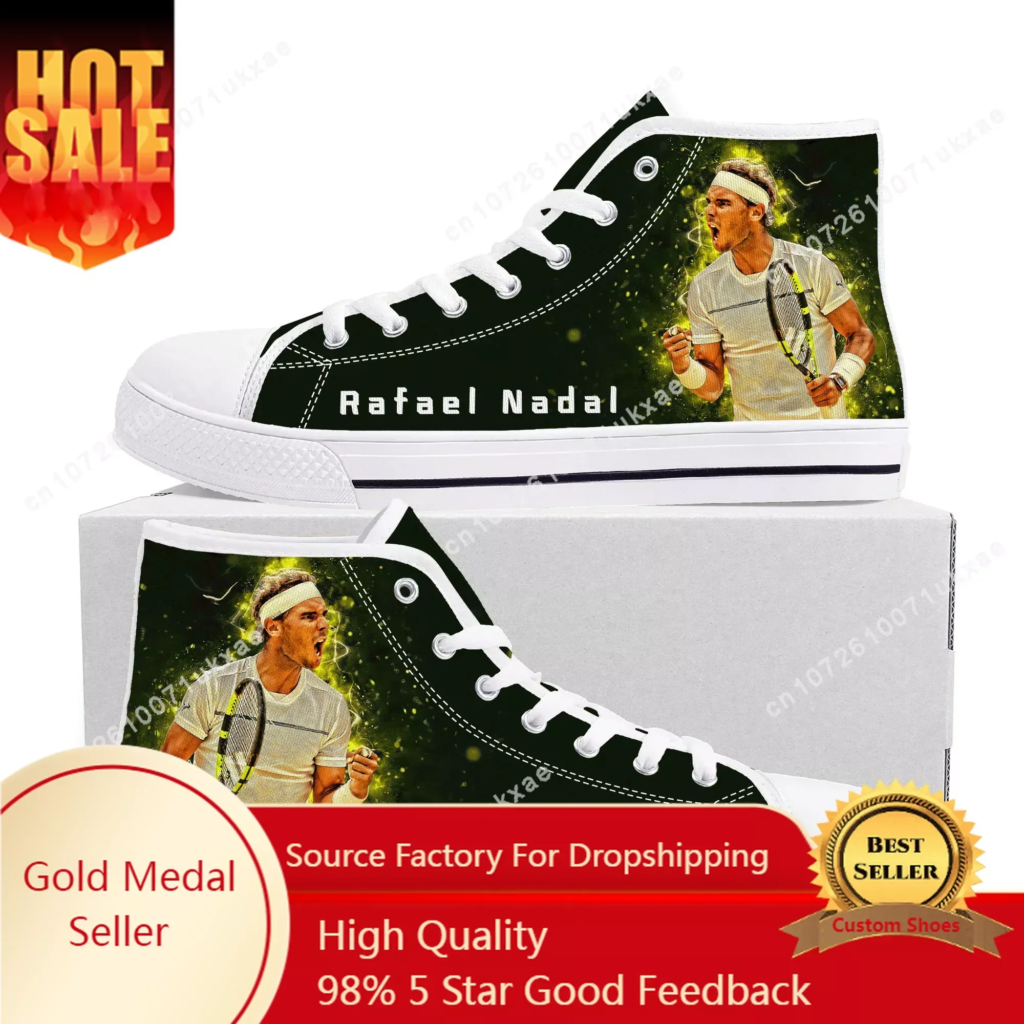 

Rafael Nadal tennis player High Top Sneakers Mens Womens Teenager Canvas Sneaker Casual Custom Made Shoes Customize Shoe