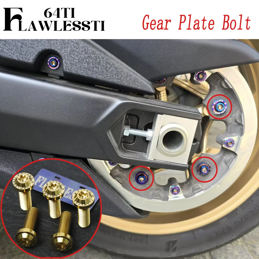 FLAWLESSTI Gr5 Titanium Bolt Sprocket Exhaust Pipe Rear Fender Rear Caliper Rear Axle Engine Oil Bolt For Yamaha Tmax 560 530