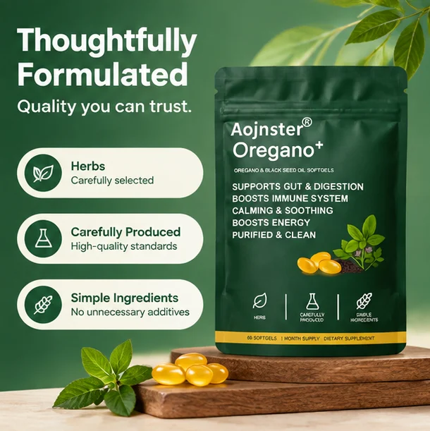 Oregano & Black Seed Oil Complex Softgels, Gentle Soothing Blend, Support Energy Supply, Carefully Produced, 60 Softgels