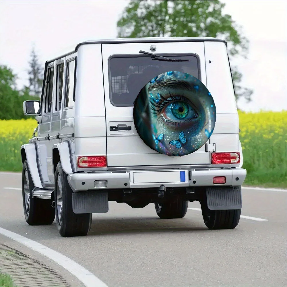 1pc, Universal Tire Cover Featuring A Butterfly And Spider Design, Made Of 100% Polyester, Suitable For Car Decoration In Desert