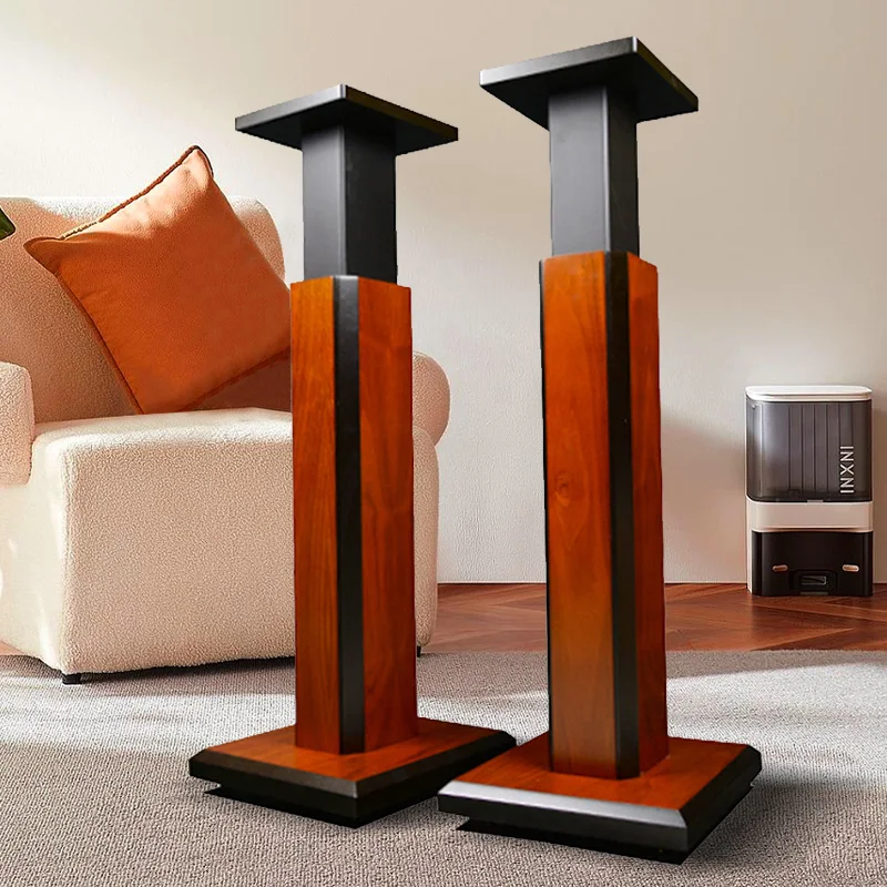 68-112 cm Verstelbare Hoogte HIFI Luidspreker Stands Massief Houten Fineer Audio Beugel Stevige Vloer Luidsprekers Rek voor Satelliet Luidsprekers