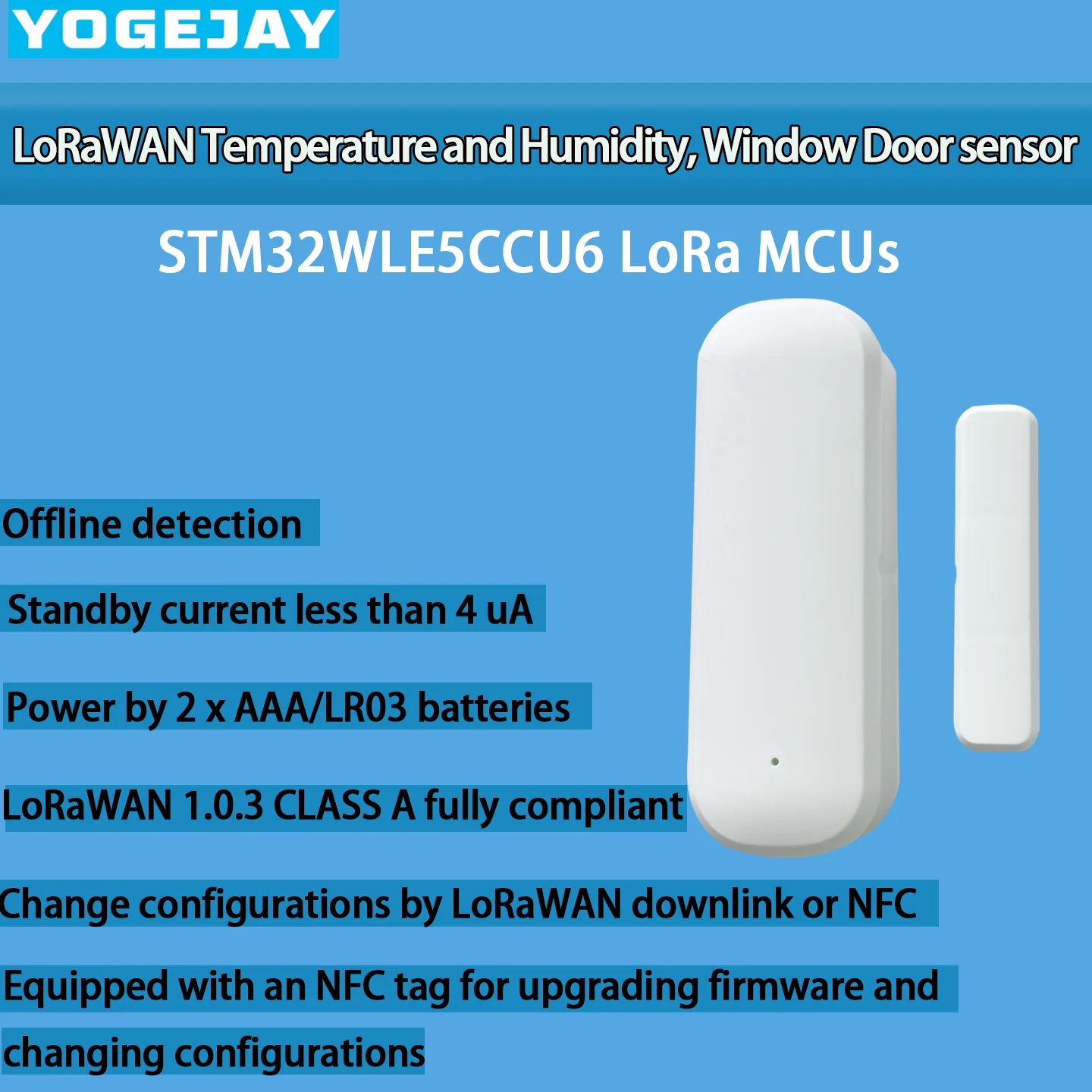 

LoRaWAN Temperature and Humidity, Window Door sensor LS100 STM32WL NFC