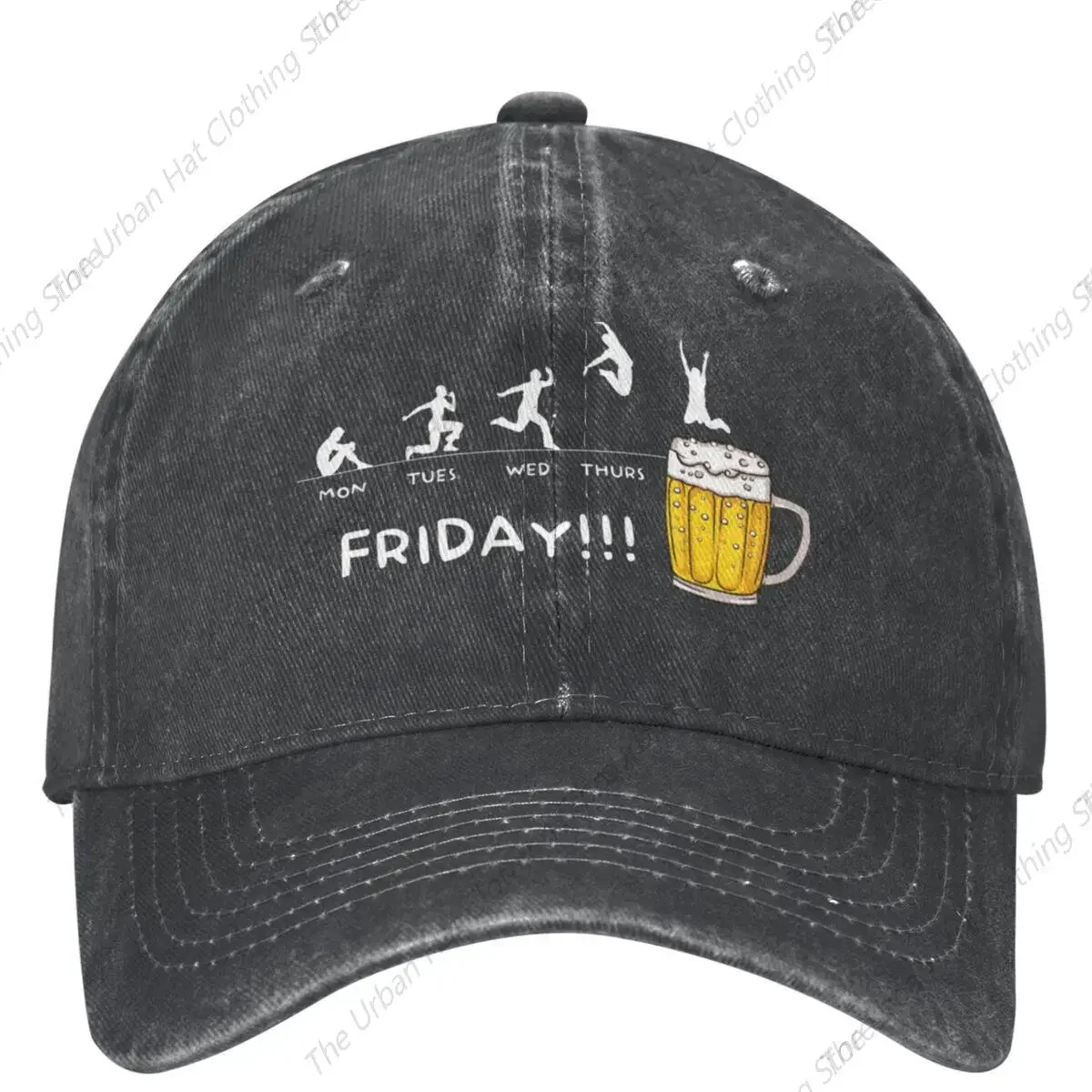 Friday Beer Print Funny Graphic Washed Baseball Cap Trendy Trucker Hat Women Men Outdoor Sun Sunshade Snapback Caps