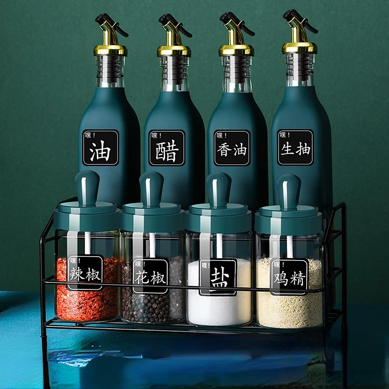 

Kitchen Salt Spice Jars Set Oil and Vinegar Bottle Pepper Shaker Spice Container Set Sugar Kruiden Organizer Kitchen Accessories