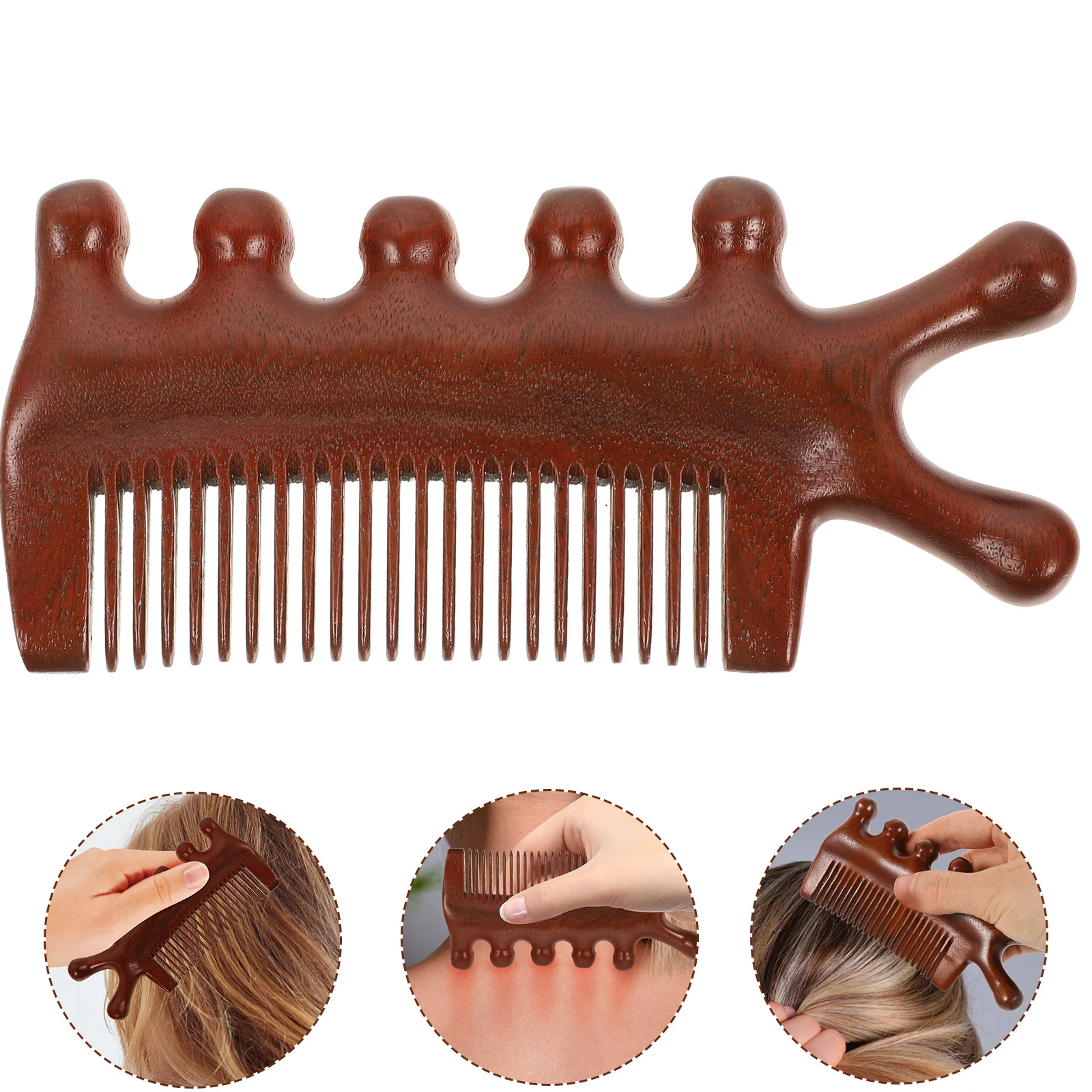 Peignes de massage portables pour femmes, bois de santal, soins du cuir chevelu à dents larges, poignées pour cheveux