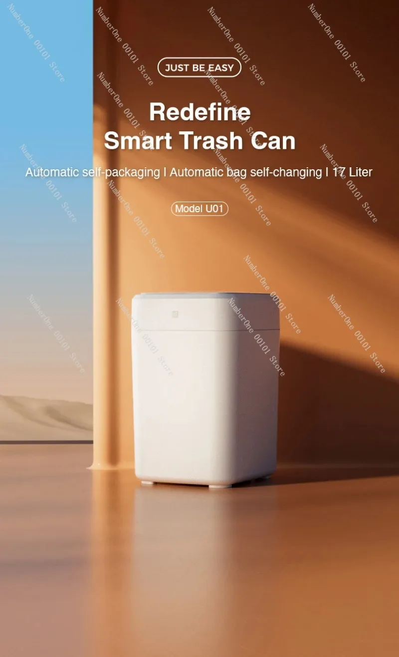 17L Smart Induction Trash Can, Automatic Self-Sealing & Bag Change with Pop-up Lid for Bathroom Kitchen