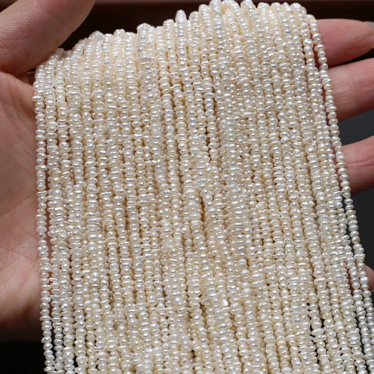 

Natural Freshwater Pearls 2-3mm AAA Small White Round Flat Pearl Bead Jewelry Gift Make DIY Necklace Bracelet Accessories