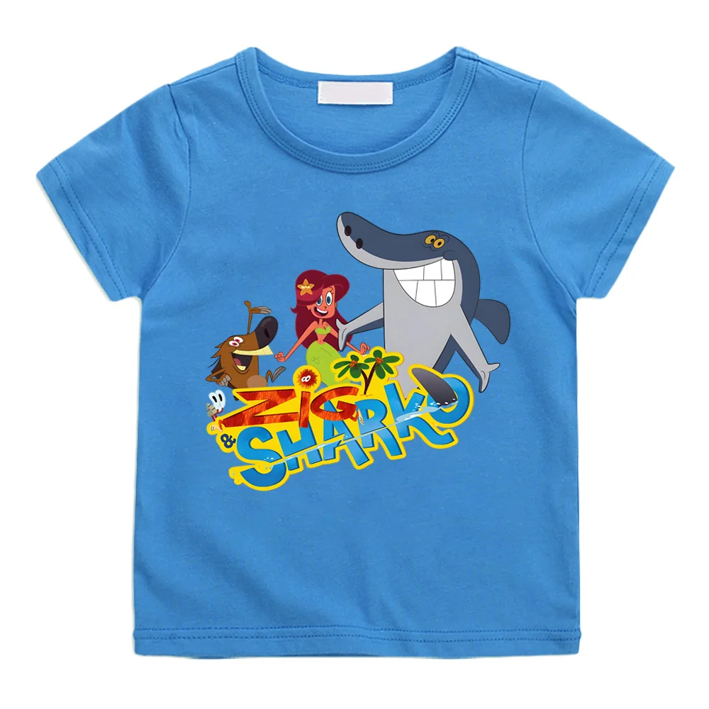 Zig and Sharko Manga 100%Cotton Camisetas Casual High Quality Clothing Tee-shirt Punk Versatile Summer Cartoon Hoodie Sleeve