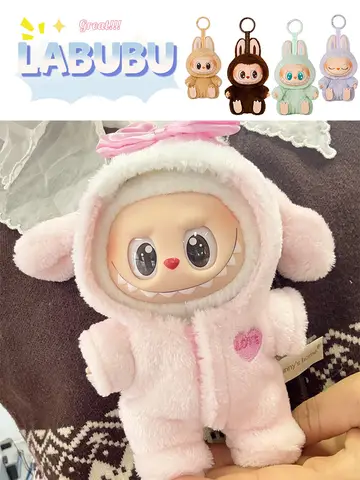Ropa de muñeca Labubu, mono de pingüino bebé, muñecas Idol Labubu I II, ropa de muñeca de peluche de 15/17cm, accesorios de fiesta sentados