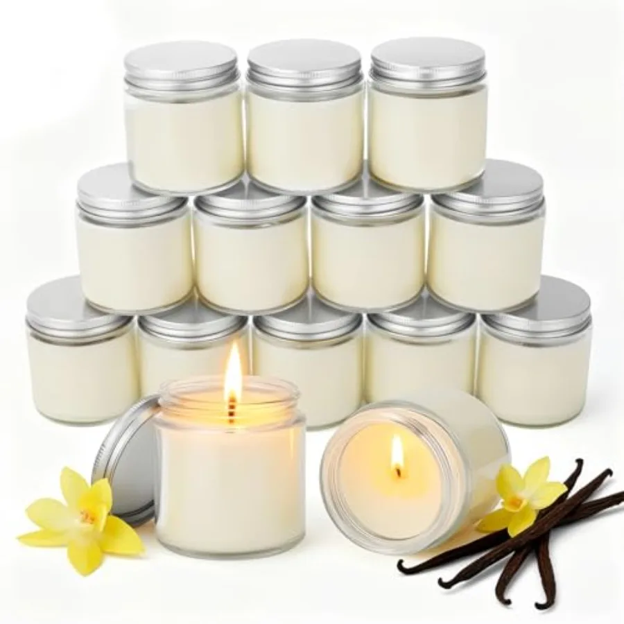 

24 PCS 4oz White Soy Wax Candles, Classic Scented Candle Gift Set Warm and Cozy Bulk Favors for Weddings, Housewarming, Holiday