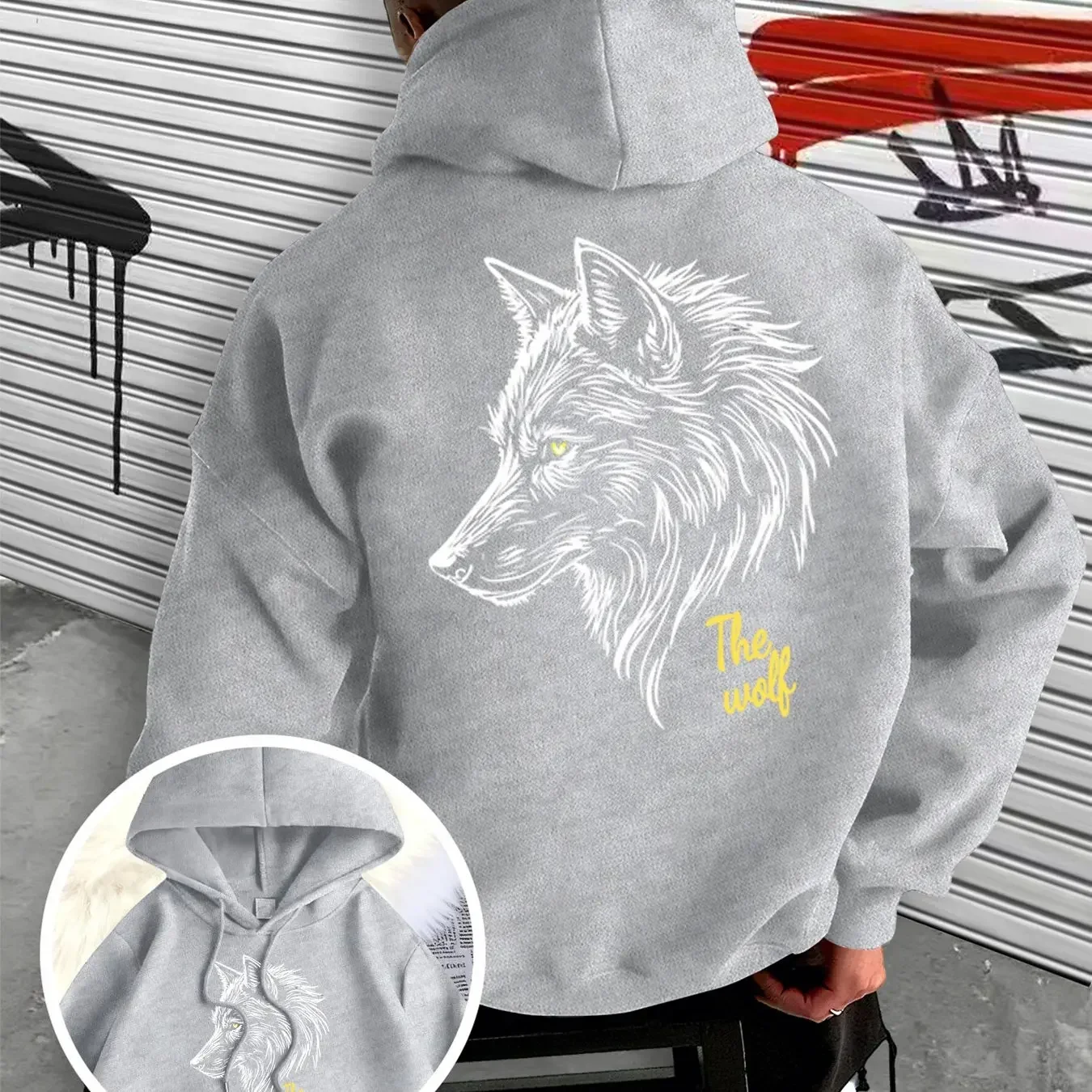 Men's Warm and Thick Winter Wolf Print Hoodie - Autumn/Winter Casual Outdoor Wear Unisex Holiday Gift