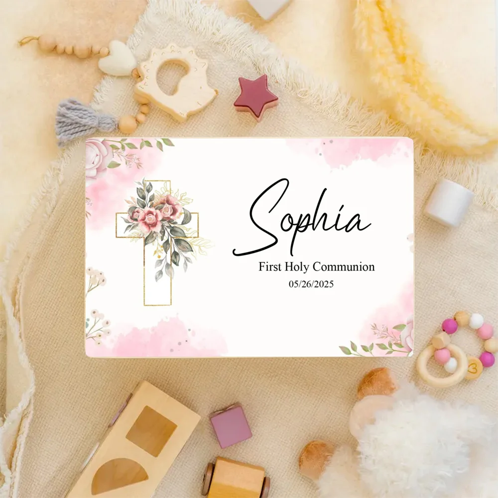 Personalized Baby First Holy Communion Memory Box Custom Keepsake Gift for Boys & Girls Gift Idea for 1st Communion view 6