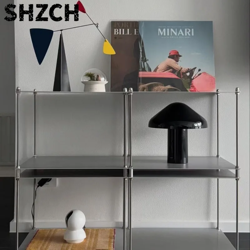 Bauhaus Modular Stainless Steel Floor Shelf Metal Side Table for Living Room Industrial Style Storage Rack Home Coffee Tables
