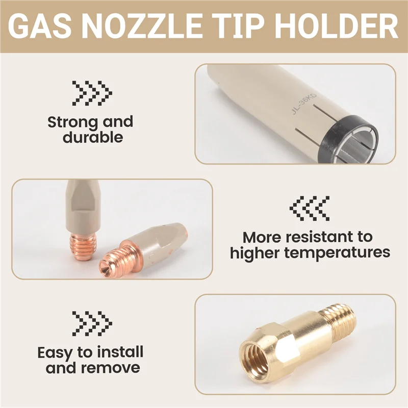 

ABGE-8Pcs 36KD Coating Protection Nozzle 0.8Mm MIG Torch Gas Nozzle Tip Holder Of 36KD MIGMAG Welding Torch