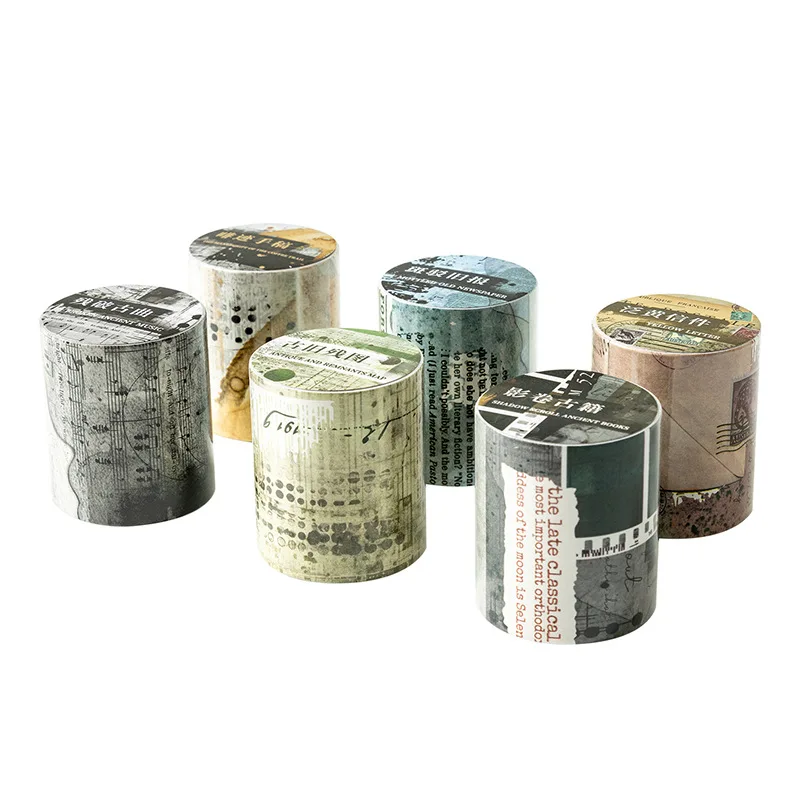 1Roll 2M PET Tape Vintage Priming Handbook Mottled Antique Book Single Roll Trace Supplies Adhesives Tapes Scrapbook 50mm*2m